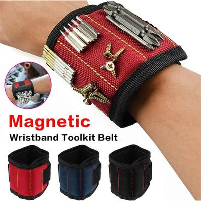 Braccialetto magnetico per tenere viti, chiodi, punte da trapano, cinture portautensili da polso con magneti potenti, cinque file di dieci magneti