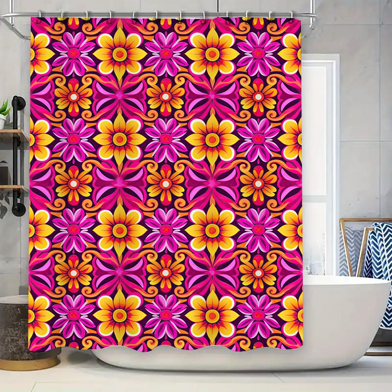 

Scary Clown Face Shower Curtain Halloween Decorations for Bathroom Fine Quality Printed Fabric Art Shower Caddy Cover in Red Yel 90x180cm
