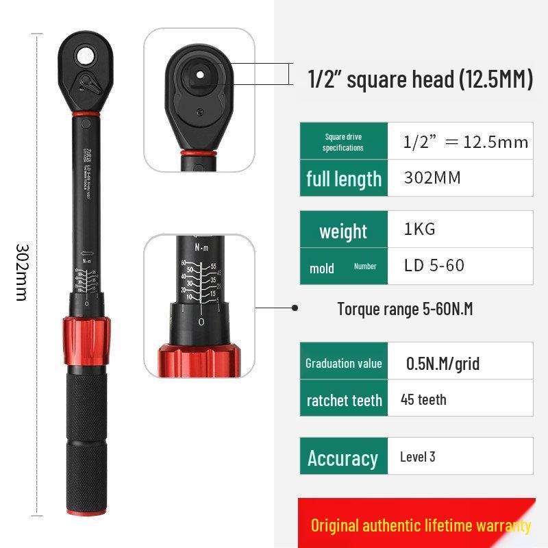 Taiwan Baodelili High Precision Adjustable Torque Wrench for Spark Plugs and Tires
