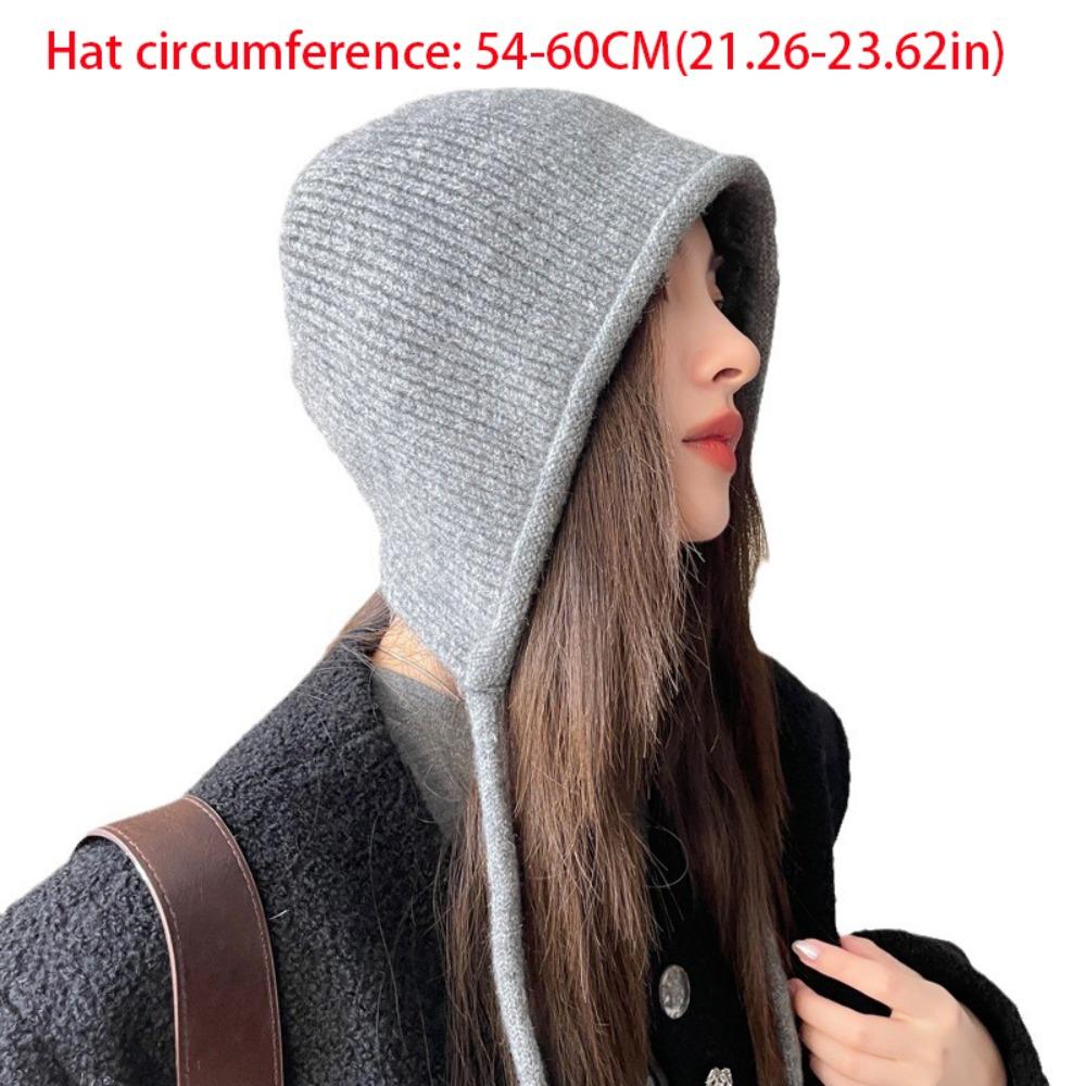 Knitted Windproof Ear Protection Cap Dacron Ear Hat Neck Collar Beanies Cap  Teenage Girls