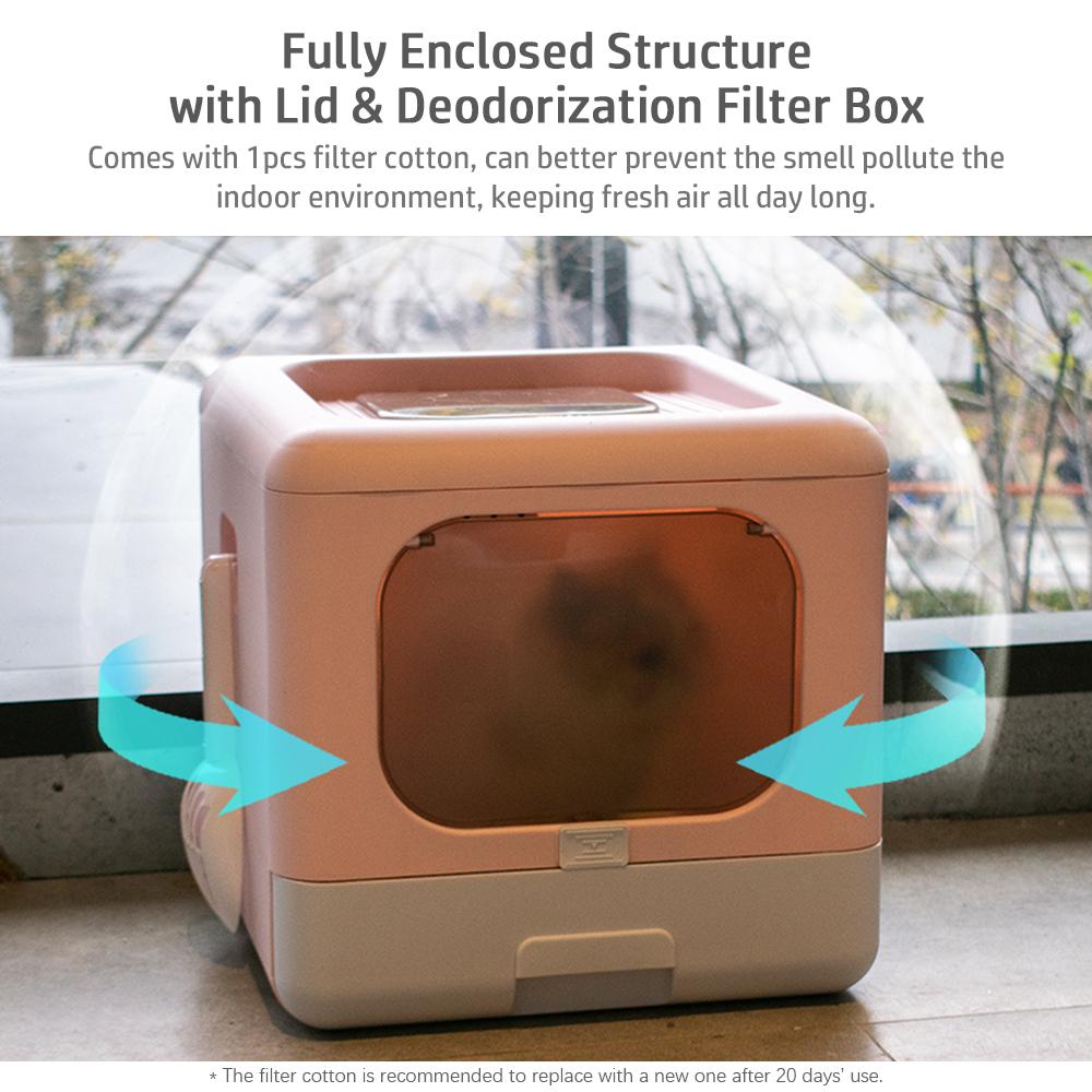 Portable Foldable Cat Litter Box Large   Enclosed Cat Potty Toilet Front Entry Top Exit with Lid Litter Scoop