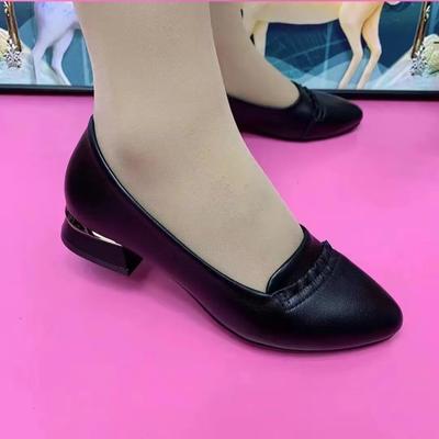 Zapatos femeninos mujer clásicos alta calidad cuero charol negro trabajo oficina tacón cuadrado zapatos dama moda dulces tacones ba32
