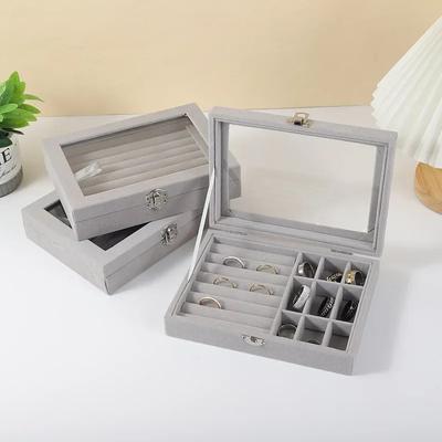 Jewelry Storage Box Earring Ring Necklace Organizers Storage Transparent Jewlery Holder Display Box for Jewelry  Classification