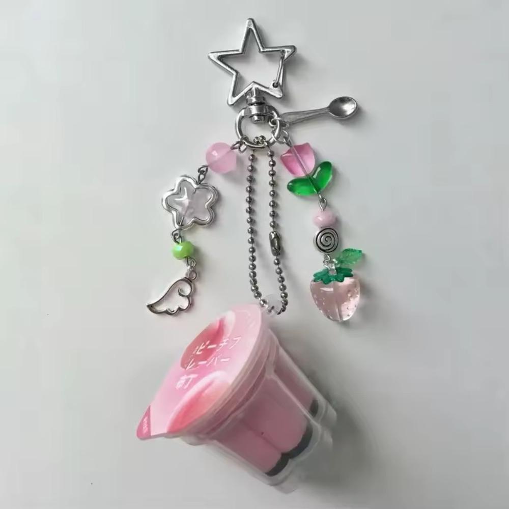 

Heisei Retro Y2K Pendant Beaded Colorful Beads Egg Flan Charm Phone Charm розовый