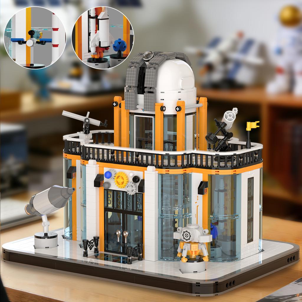 1623Pcs Aerospace Museum Building Blocks, Space Station Observatory Model With Led Light, Stem Educational Toy Gifts For Kids