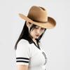 202508-hh2020 ins chic British Style winter wool solid belt Classic west cowboy fedoras  cap men women panama jazz  hat
