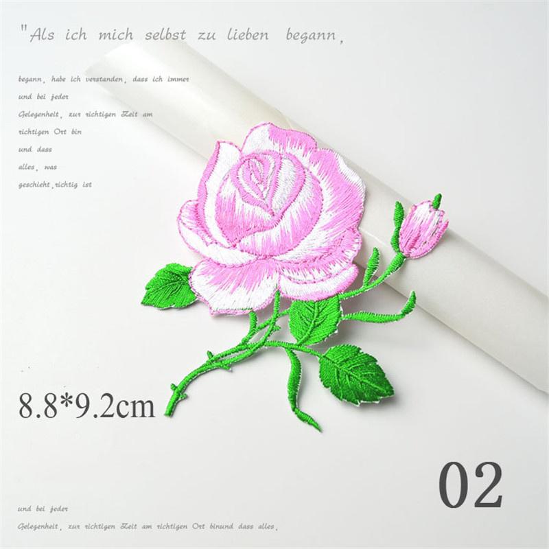 Zarte Rosenstickerei Aufbügel- Aufnäher für Kleidung Applikation DIY Hut Mantel Kleid Hose Zubehör Stoffaufkleber