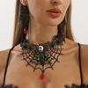 Steampunk Gothic Lace Choker Necklace Rhinestones Earrings Halloween Costumes Jewelry Women for Wedding Cosplay Party