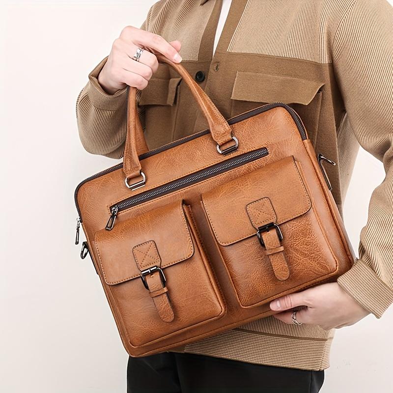 

1 Piece Retro Large-capacity Business Handbag, PU Leather Briefcase