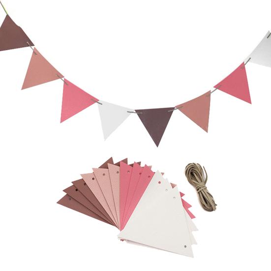 12Pcs/Set Flags String Waterproof Outdoor Decor Supplies Vibrant Color Triangle String Bunting Banner for Camping for ST310