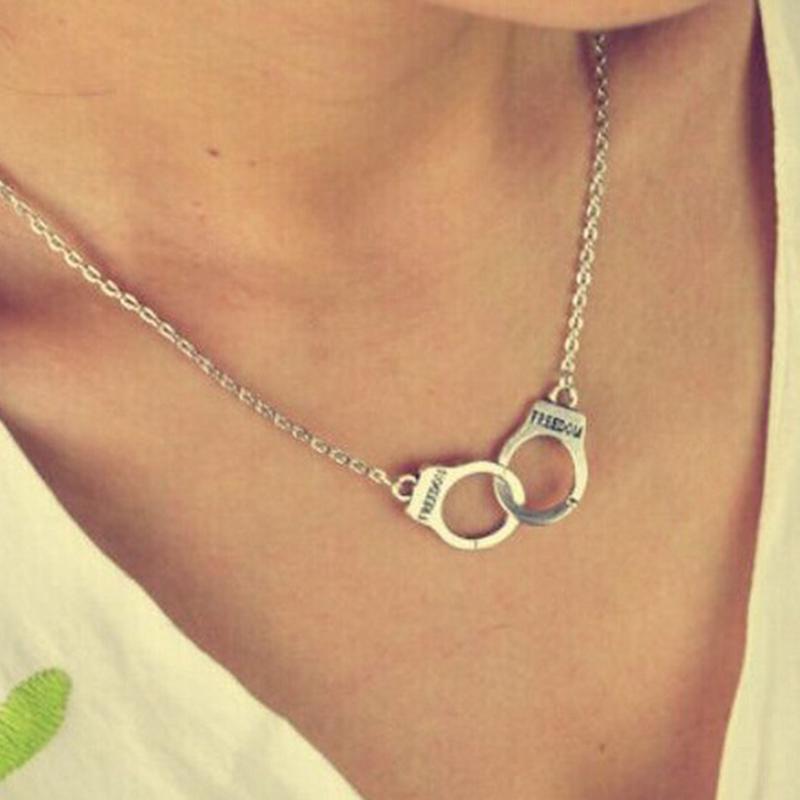 New Fashion Design Handcuffs Choker Pendant Necklace Chain Women Lovers Gift T^ New Fashion Design Handcuffs Choker Pendant Necklace Chain Women Lovers Gift T^
