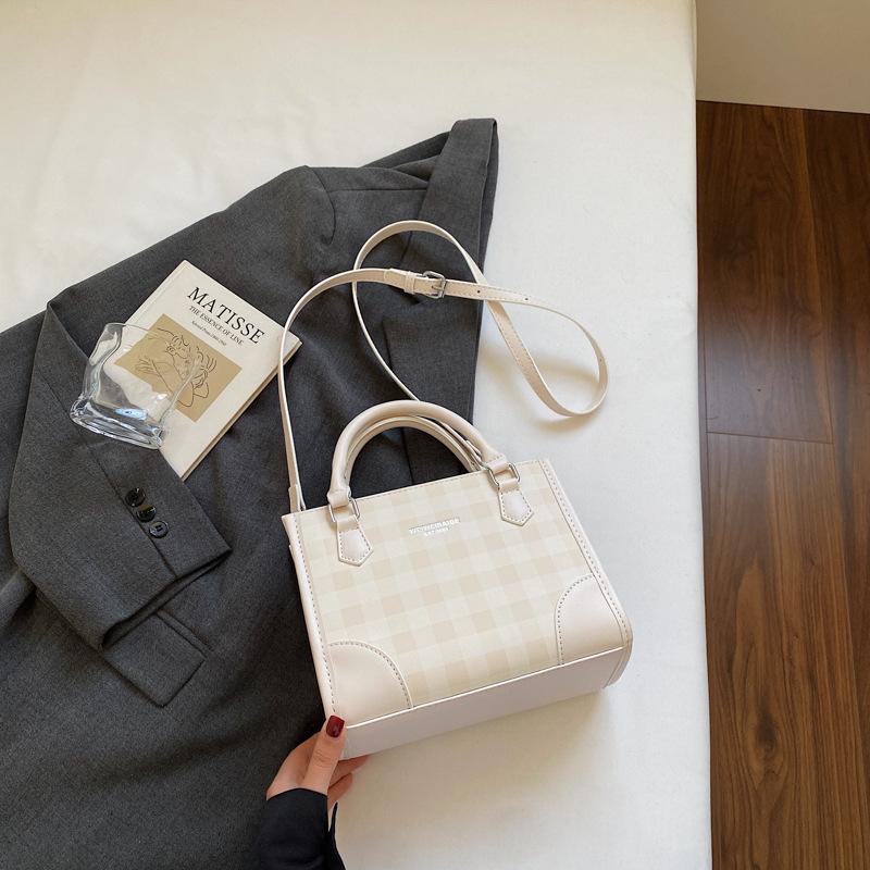 Korean foreign style handbag women's 2025 summer new fashion plaid small square bag high value shoulder messenger bag