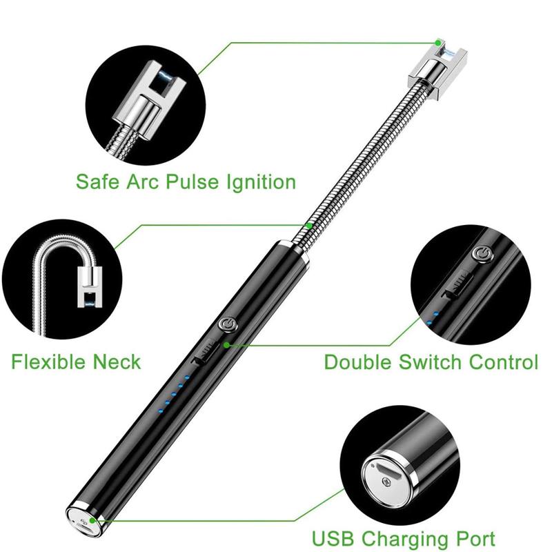 BBQ Candle Kitchen Portable Rechargeable USB Long Flexible Flameless Windproof Electric/ARC Lighter