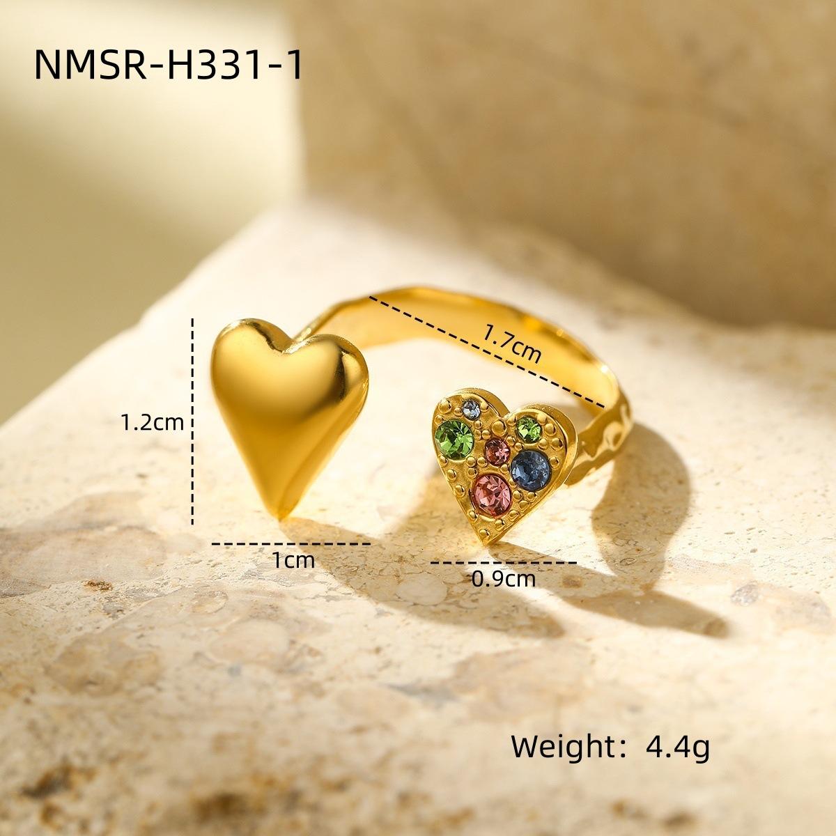 GEMCHIC Women s Heart Shape Open Ring with Colorful Zircon Stainless Steel Fashion Jewelry
