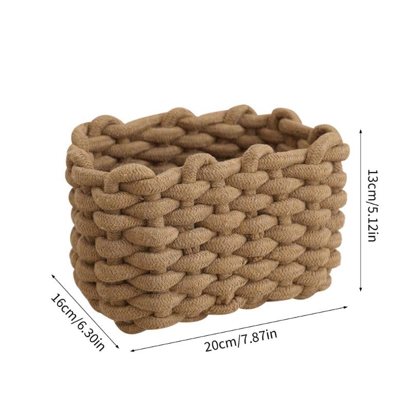 Natural Cotton Cord Container Handmade Storage Basket Ideal For Desk Bedroom And Living Room Storage Needs