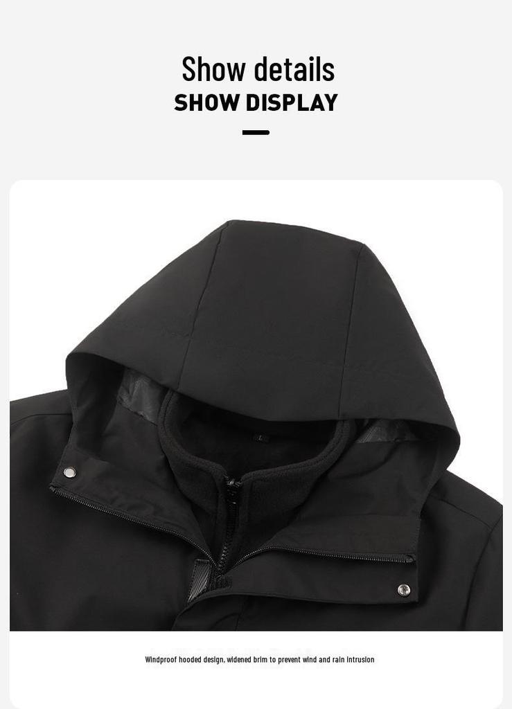 Unisex 3-in-1 Winter Jacket: Windproof, Waterproof, Detachable with Thick Fleece Liner