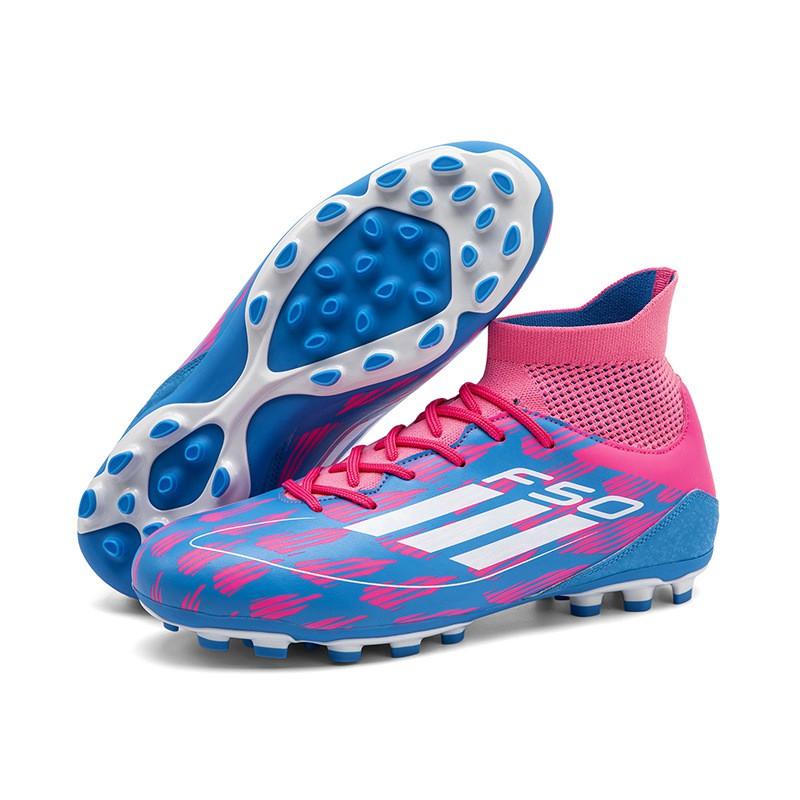 Unisex Adult Kids Football Cleats Artificial Turf AG TF Studs Synthetic Leather Upper Lace-Up High Top