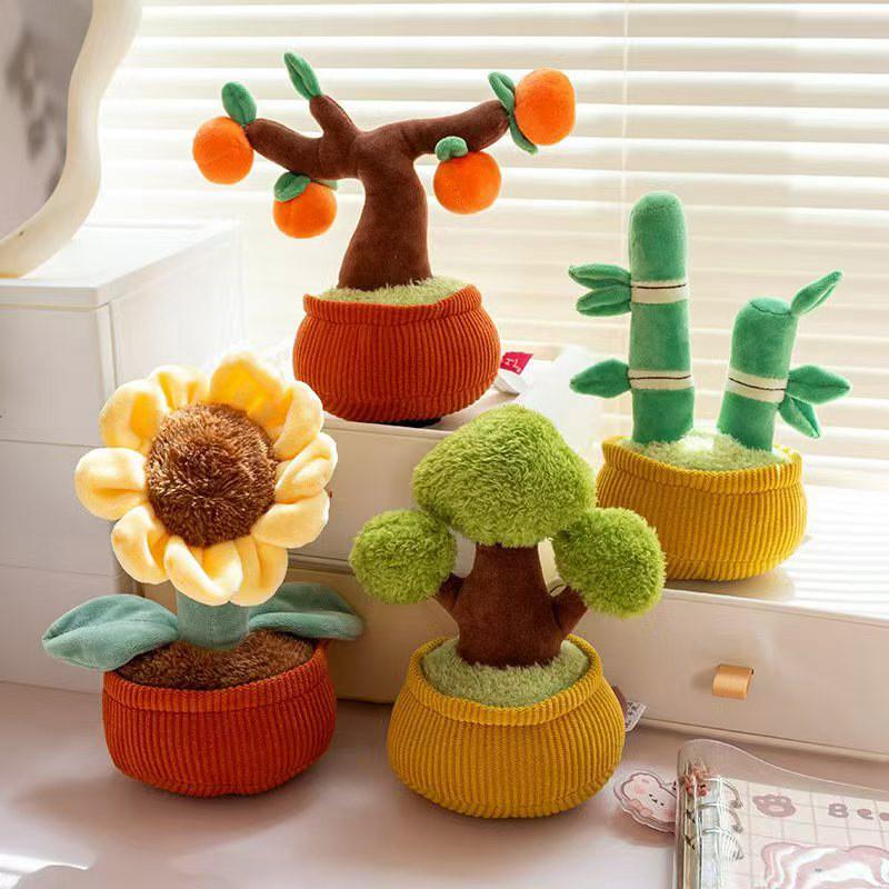Sunflower Realistic Bamboo Plant Ornament Plush Doll For Collectors And Decor