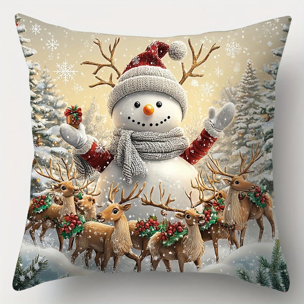 1pc Christmas Cushion Cover Snowman Santa Claus Deer Durable Cover 2025 New for Home Ornament Xmas New Year Christmas Decoration