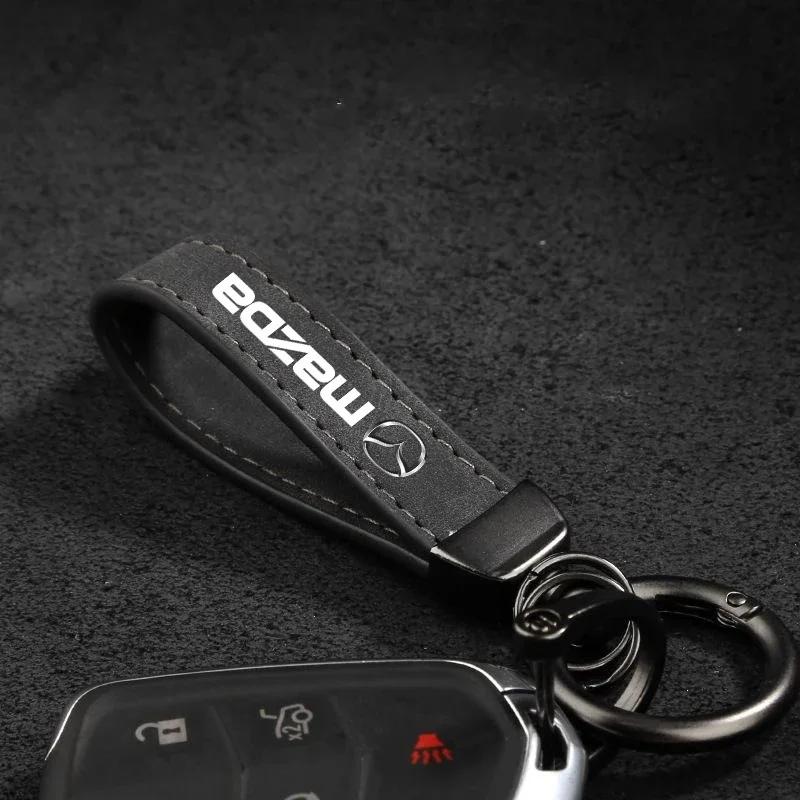 2025 Hot New Women Men Luxury Car KeyRing Suede Leather Car Keychain For Mazda 3 6 Atenza Protege Cx9 Cx7 Cx5 Rx8 Rx7 Mx5 Speed