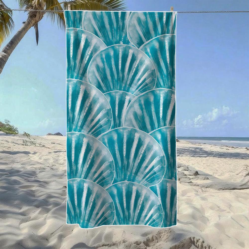 

Abstract Ocean Blue Gradient Shell Beach Towel, Soft Quick-Drying, Perfect For Portable Outdoor Travel, Camping And Summer Beach W40*H60(CM)