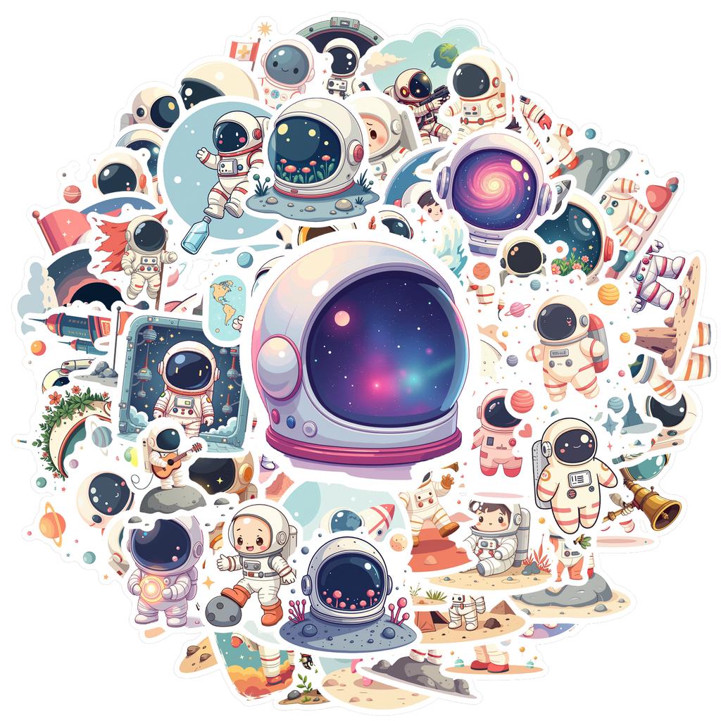 35-200 Stück Raumstation Astronauten Aufkleber Cartoon Graffiti Decals DIY Handy Laptop Notizbuch Koffer Wasserdichter Aufkleber