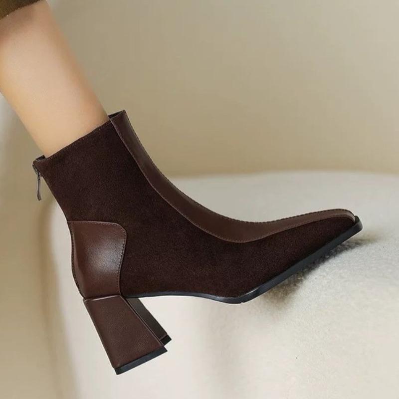 Chunky Women Ankle Boots Sexy High Heels Shoes Winter Elegant Pumps  New Trend Goth Fashion Woman Heeled Chelsea Short Botas