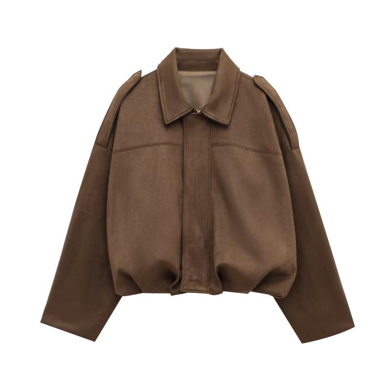 Giacca Blazer Sottile da Donna - Colore Unico Zip Up Streetwear Vestibilità Larga