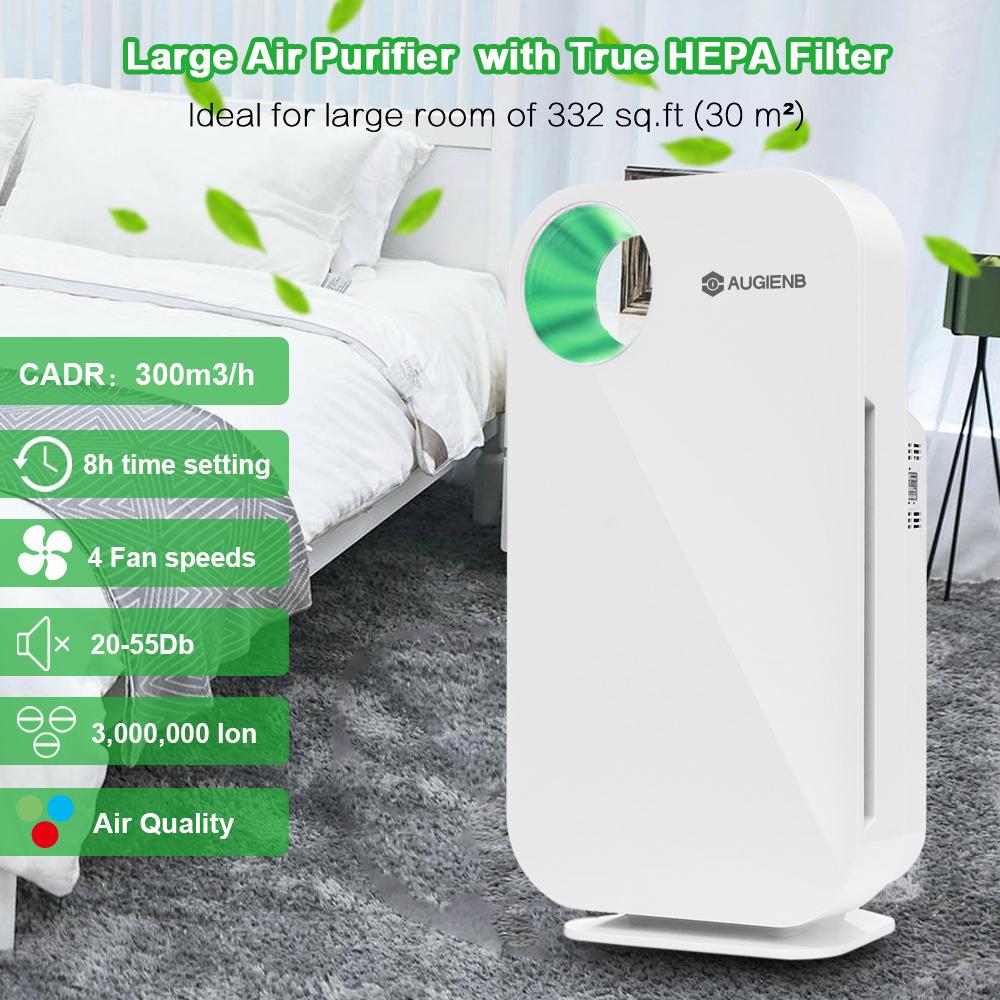 Buy Household 300m3/h CADR HEPA Filter Air Purifier Allergies Eliminator Ionizer Cleaner 4Speed