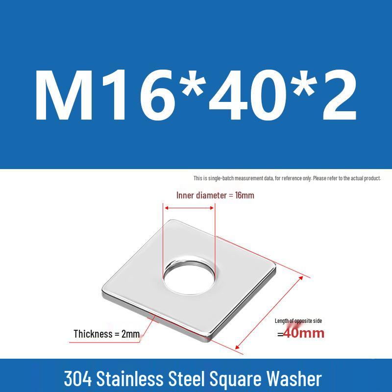 304 Stainless Steel Thickened Square Washer for Curtain Wall (M4-M16)
