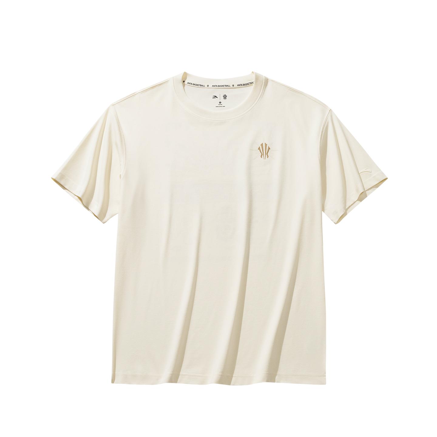 Anta Kyrie Series Spirit T Tribal Style Minimalist Fashion Ice Feel Antibacterial Sports Trendy Short Sleeve Unisex tops Vanilla-White 172621129-1 S