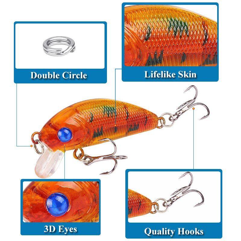 1PCS Minnow Fishing Lure 50mm 4.2g Hard Bait Jig Bait Carp Striped Bass Fishing Tackle Fishing Lure Carp Bait