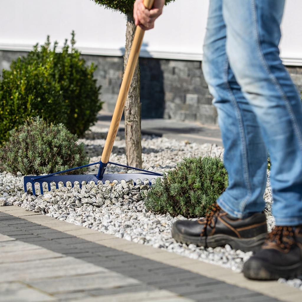 KADAX Metal Rake For Leaves Grass Stones Garden Solid 155cm With Handle