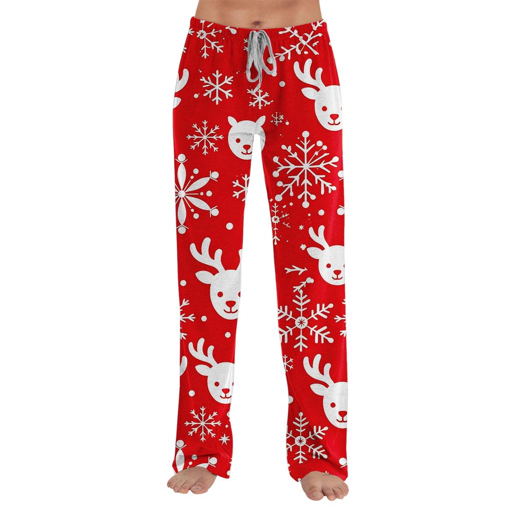 Women's Christmas Print Loose Fit Pajama Pants for Sleep and Home Relaxation