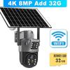4K 8MP Dual Lens Solar Outdoor WiFi Surveillance Cameras PIR Human Detection Security Protection PTZ CCTV Camera