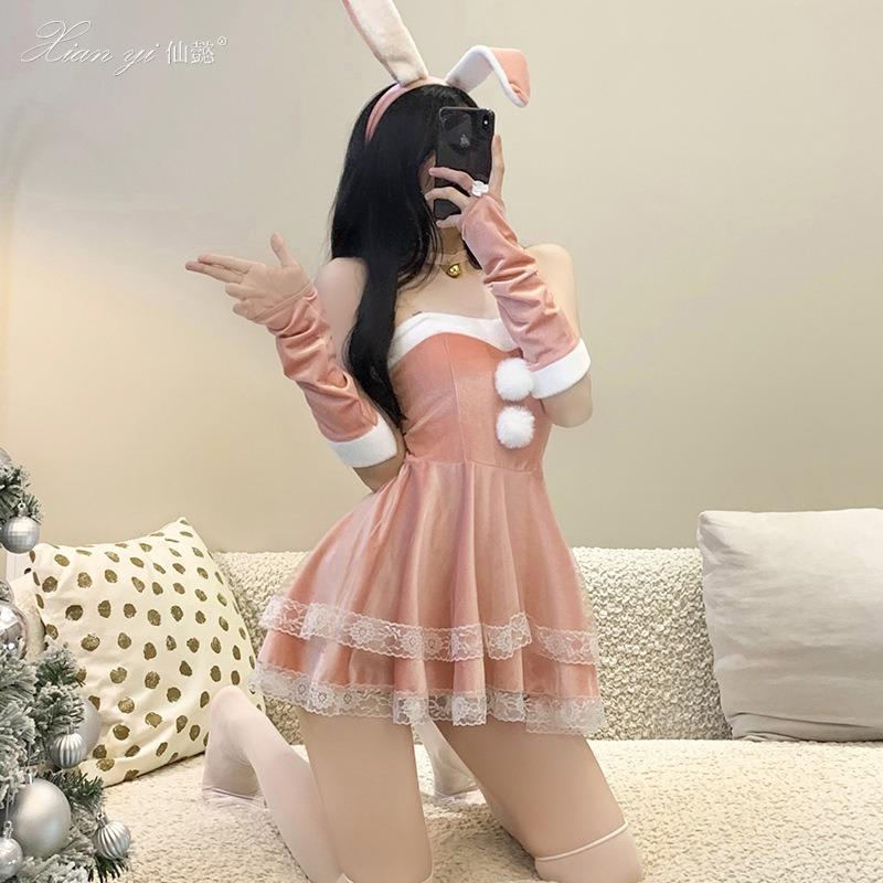Lingerie Bunny Christmas Dress Sexy Uniform Seduction Passion Dress Small Breasts New Robe Women