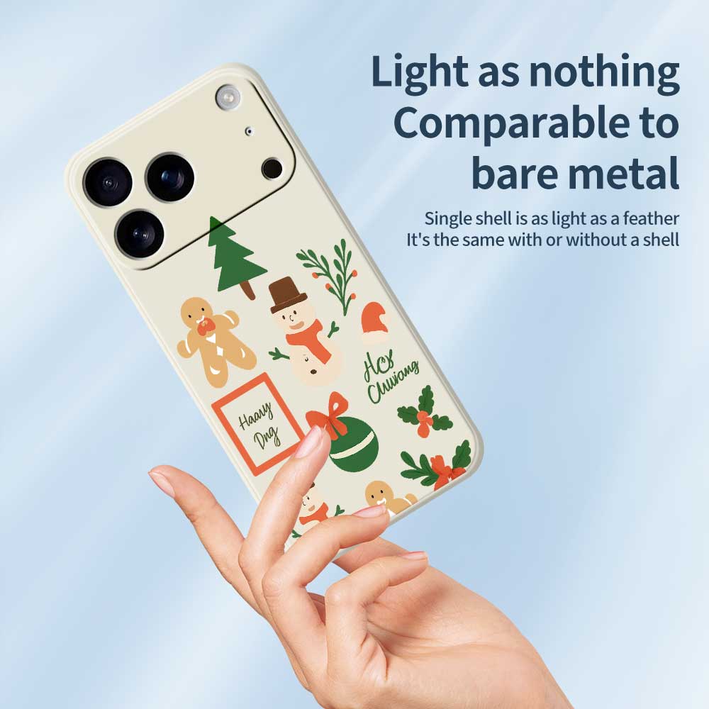 For iPhone 17 Pro Max Case Christmas Snowman Pattern Printing Straight Edge TPU Phone Back Cover