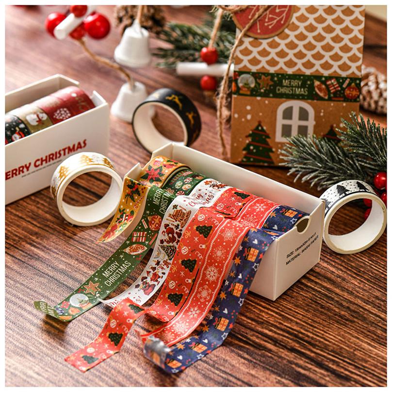 6Pcs Washi Tape Set Festival Christmas Masking Tape Journal Supplies Washitape Stationery Scrapbook Decorative Adhesive Tape