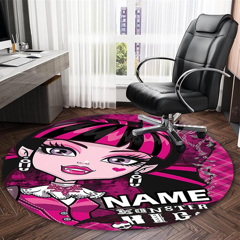 Customizable Monster High Draculaura2 Round Non-Slip Carpet - Ideal for Garden, Picnic, Office, Perfect for Decoration, Suitable For All Seasons