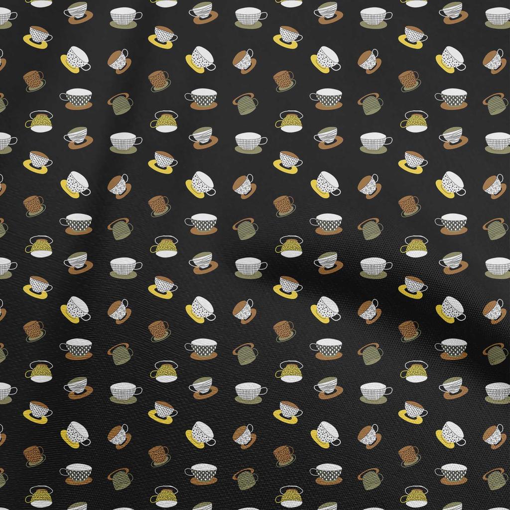 oneOone Baumwoll-Flex Beige Stoff Utensilien Teetassen Stoff zum Nähen Bedruckter Bastelstoff Meterware 40 Zoll