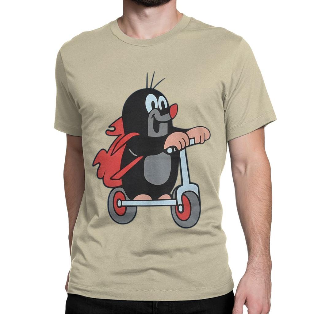 Cool The Little Mole Bike T-Shirts Men Women's Round Collar Pure Cotton T Shirts Cartoon Friends Together Tee Shirt New Clothes