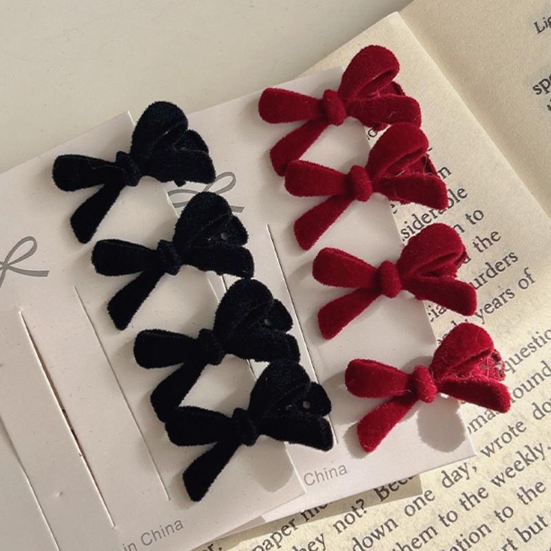 Mini Red Velvet Bow Hair Clips Little Girls Sweet Candy Color Velvet Small Bow Knot Hairpins Hairgrips Barrette Hair Accessories