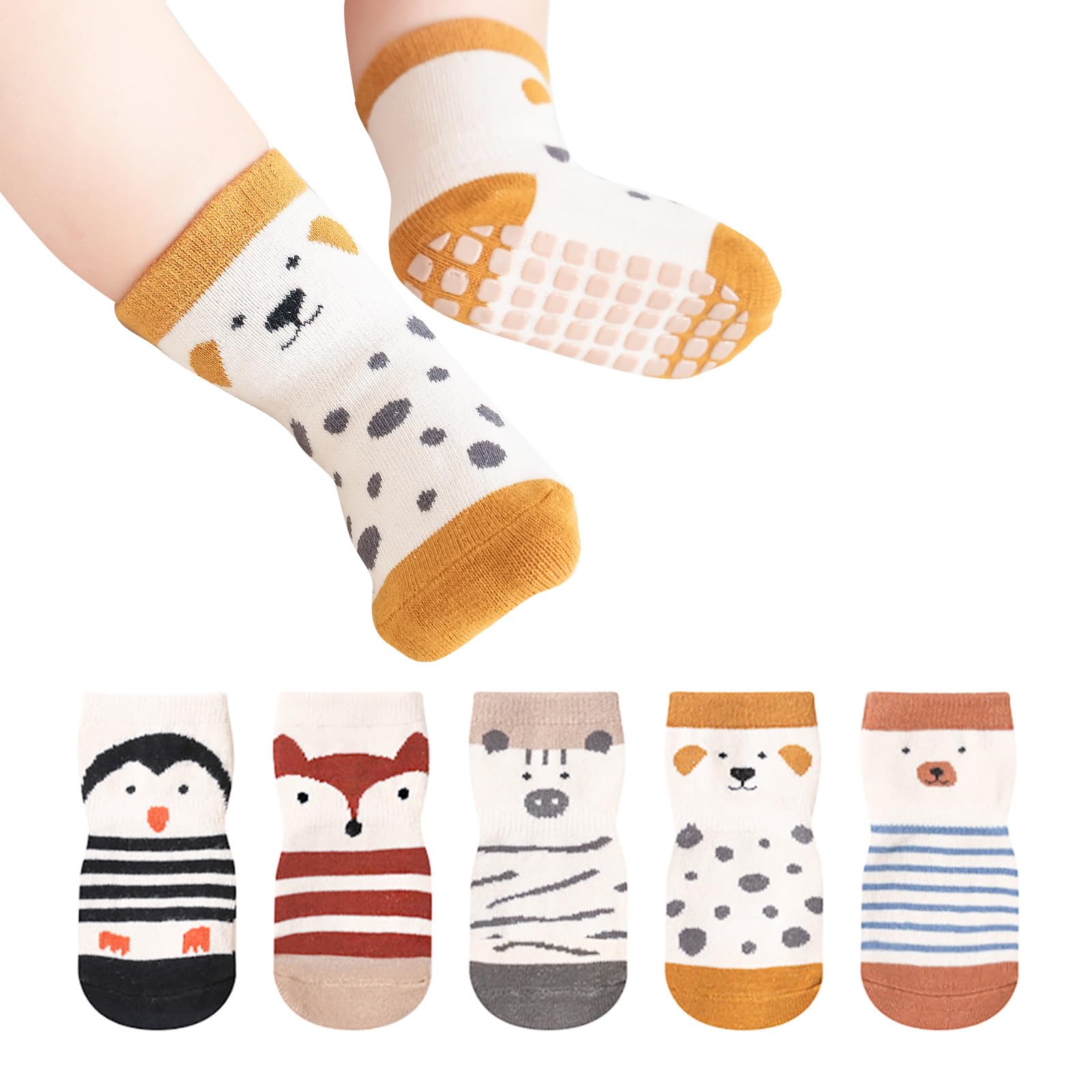 

HOOMCOOM Baby Soft Ages Set of 5 Socks, Cotton, Non-Slip, Spring, Summer, Autumn, Winter, 3-5,