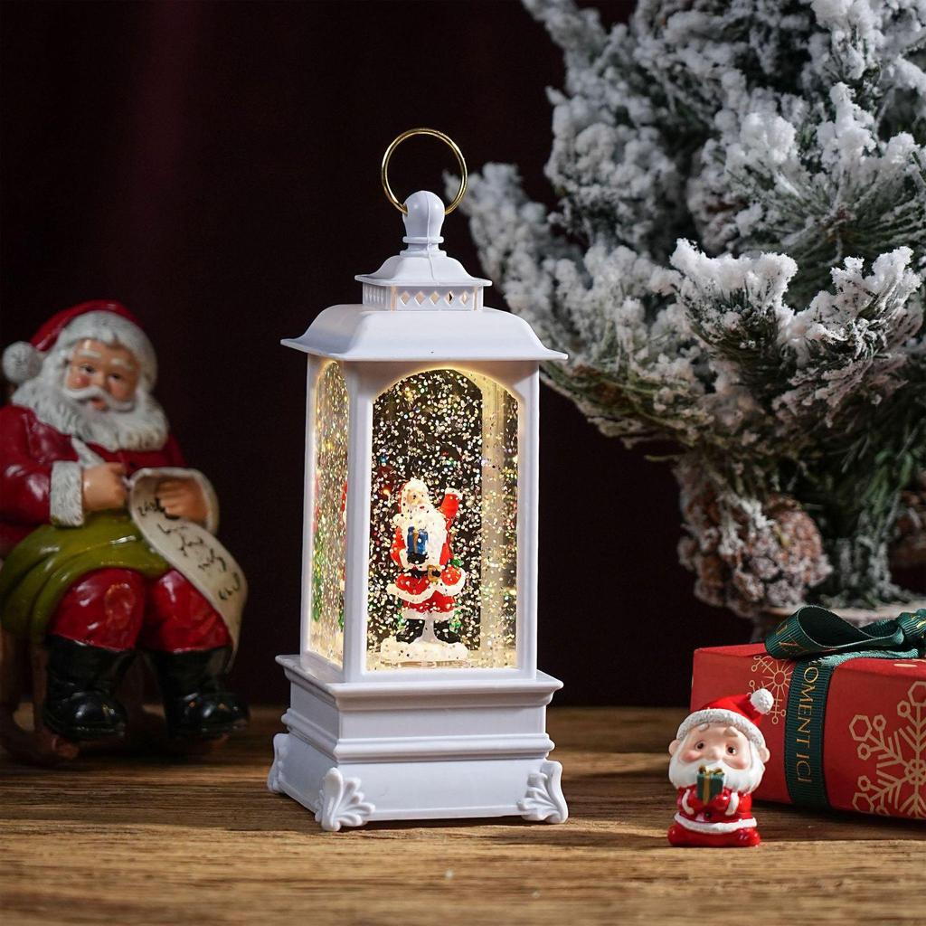 Christmas Chinese Lantern Water-Filled Luminous Music Box Snowfall Crystal Ball Decoration Ornament