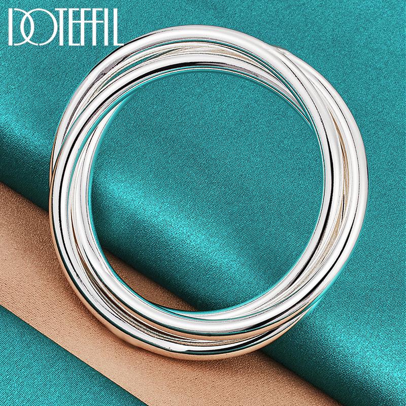 Stříbrný náramek 925 se třemi řádky, hladký, módní šperky