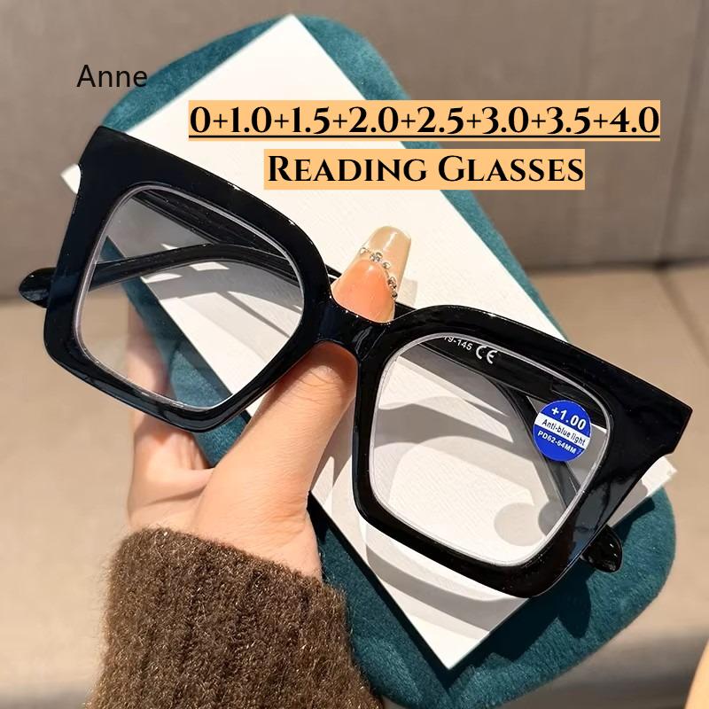 New Fashionable Large Frame Reading Glasses with Spring Legs Multi-colour Anti-blue Light Presbyopia Glasses for Men and Women