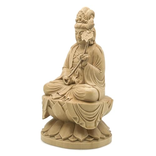 HU Trading Buddhist Statue, Kannon Bodhisattva and Seishi Bodhisattva (Total Height: 23cm, Width: 12.5cm, Depth: 11.5cm), Seated Statue, Amida Triad,