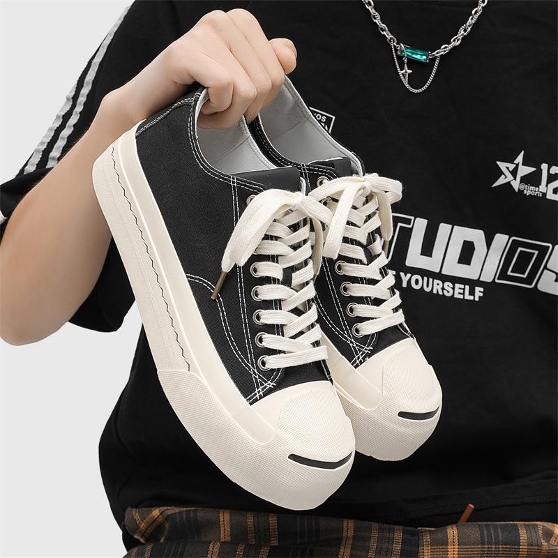 AFANTING Low-Top Canvas Shoes - Open Mouth, Thick Soles, Spring Versatile Japanese Trend X267