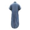 Comfortable Soft Loose Summer Women Long Dress with V Neck Zipper Simple Elegant Fashion
