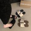 French flat-bottomed retro casual one-word slippers for women's summer wear 2025 new seaside vacation beach cool slippers